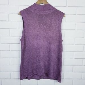 Chadwicks Mock Neck Knit Purple Tank Top PXL‎